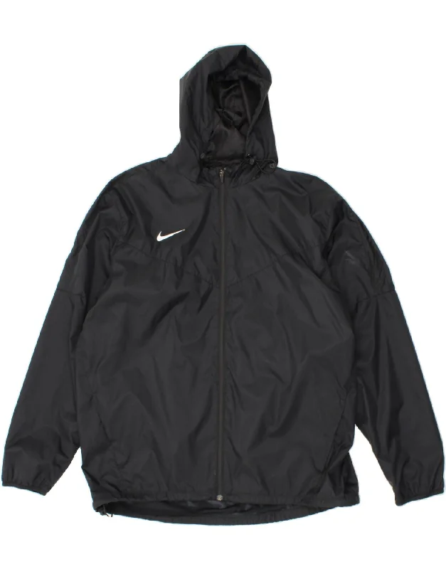 Men's Coats for Ice FishingNIKE Mens Tall Hooded Rain Jacket UK 44 2XL Black Nylon