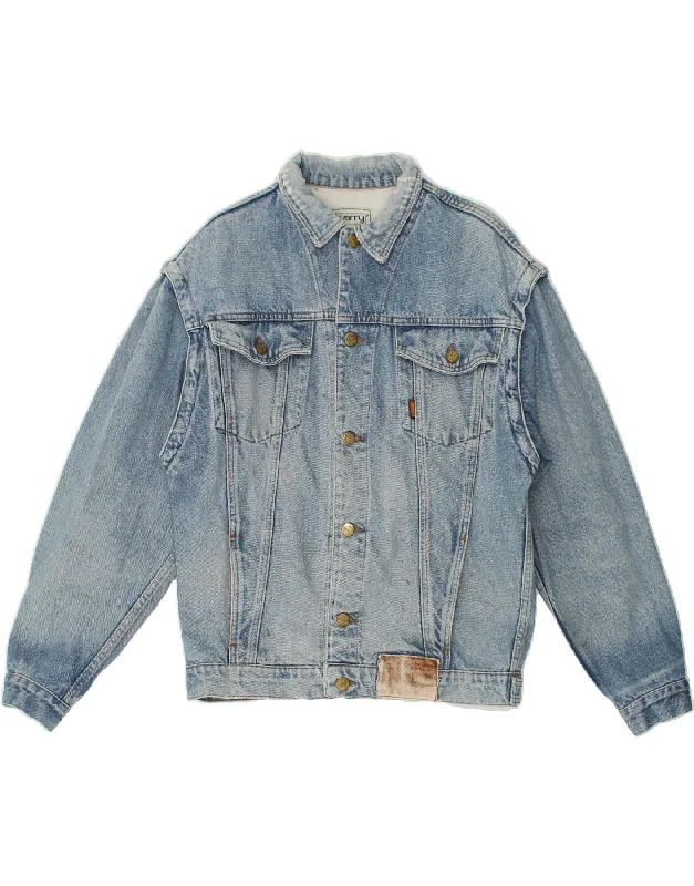 Men's Coats with LiningQUARRY Mens Denim Jacket UK 36 Small Blue Cotton