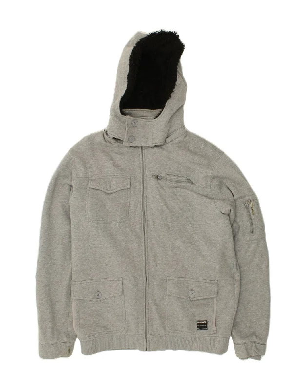 Men's Coats with Reflective StripesQUIKSILVER Mens Hooded Bomber Sherpa Jacket UK 38 Medium Grey Cotton Men's Coats with Reflective StripesQUIKSILVER Mens Hooded Bomber Sherpa Jacket UK 38 Medium Grey Cotton