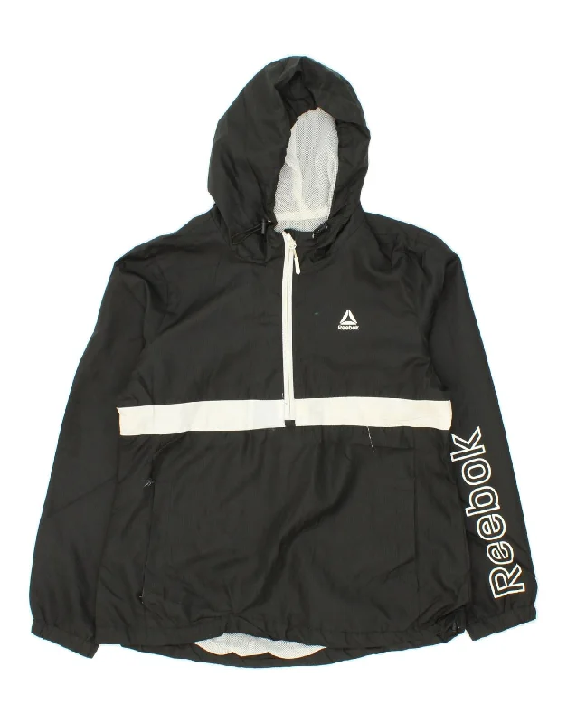 Lightweight Men's WindbreakersREEBOK Mens Pullover Hooded Rain Jacket UK 40 Large Black Polyester Lightweight Men's WindbreakersREEBOK Mens Pullover Hooded Rain Jacket UK 40 Large Black Polyester