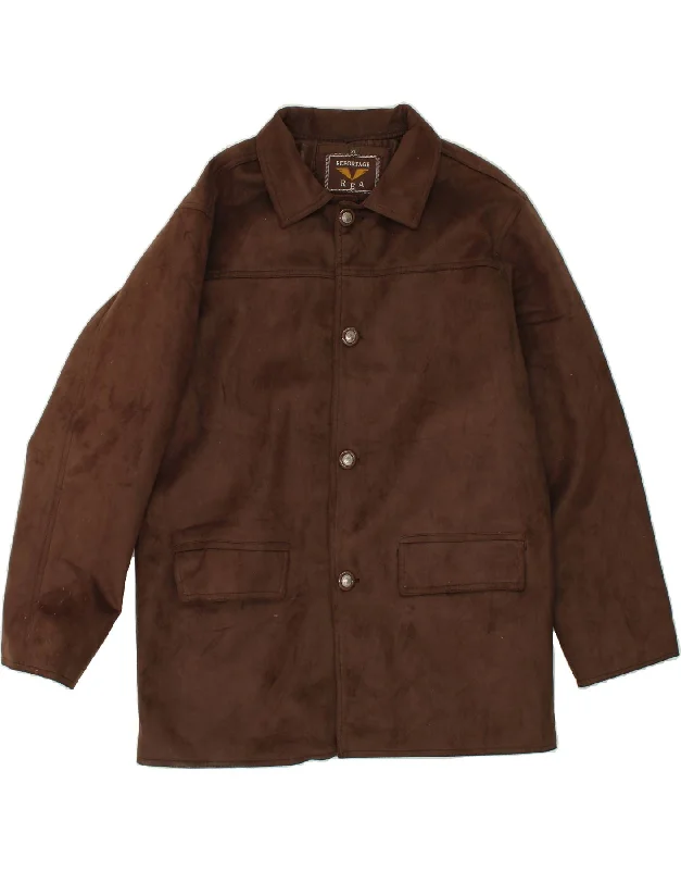 Men's Coats with Relaxed FitsREPORTAGE Mens Leather Jacket UK 42 XL Brown