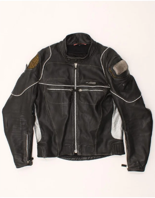 Men's Coats for Mild WeatherSPYKE Mens Leather Biker Jacket IT 50 Large Black Colourblock Men's Coats for Mild WeatherSPYKE Mens Leather Biker Jacket IT 50 Large Black Colourblock