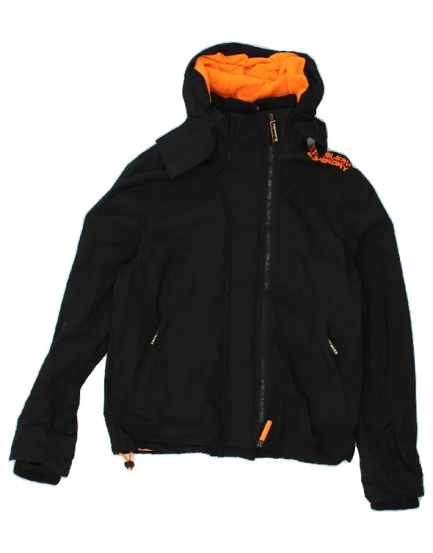 Modern Men's Field JacketsSUPERDRY Mens Windcheater Hooded Windbreaker Jacket UK 36 Small Black