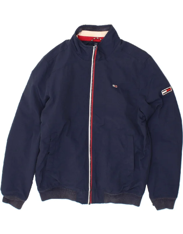 Men's Coats with Slim FitsTOMMY HILFIGER Mens Bomber Jacket UK 40 Large Navy Blue Polyamide Men's Coats with Slim FitsTOMMY HILFIGER Mens Bomber Jacket UK 40 Large Navy Blue Polyamide