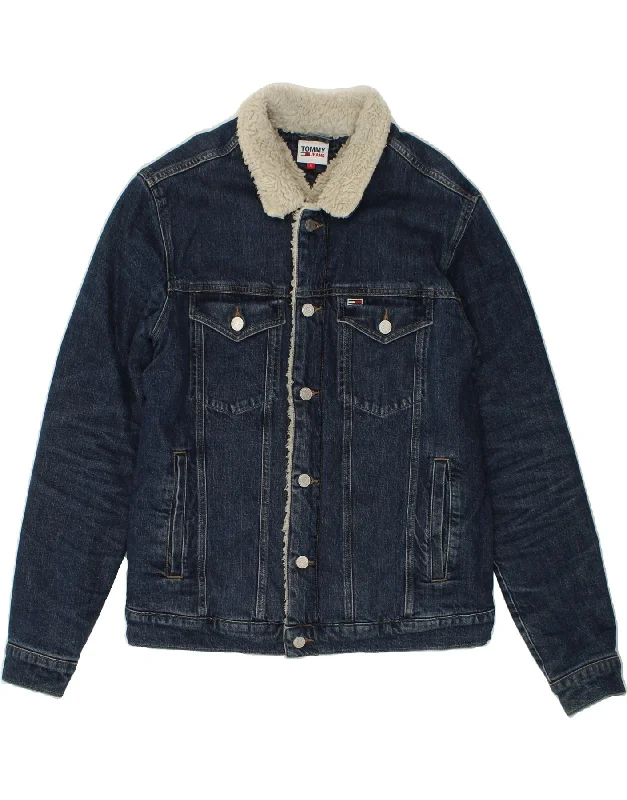 Cool Men's Pea CoatsTOMMY HILFIGER Mens Denim Sherpa Jacket UK 40 Large Navy Blue Cotton Cool Men's Pea CoatsTOMMY HILFIGER Mens Denim Sherpa Jacket UK 40 Large Navy Blue Cotton