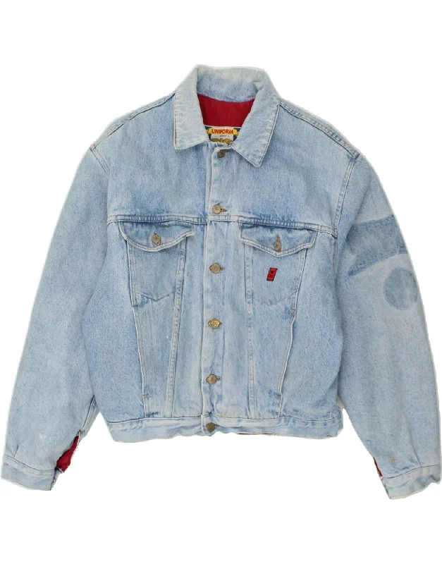 Men's Coats with Reflective StripesUNIFORM Mens Denim Jacket UK 42 XL Blue Cotton