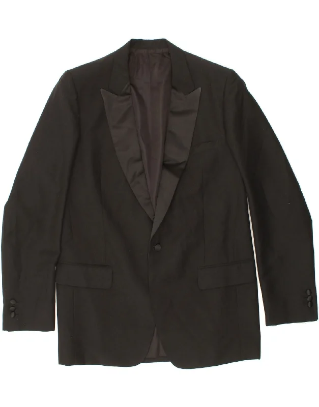 Men's Coats for Winter SportsVINTAGE Mens 1 Button Blazer Jacket UK 38 Medium Black