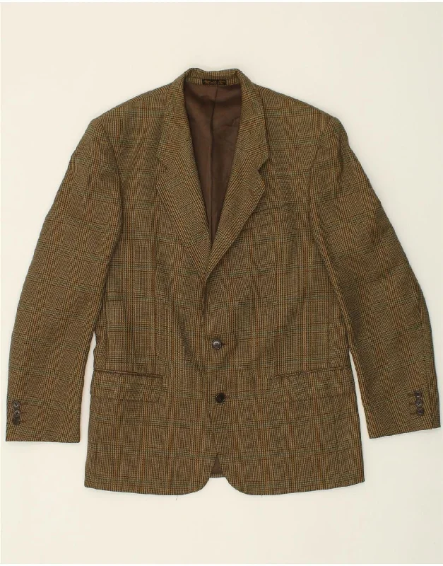 Men's Coats for City WearVINTAGE Mens 2 Button Blazer Jacket IT 52 XL Khaki Check Wool Men's Coats for City WearVINTAGE Mens 2 Button Blazer Jacket IT 52 XL Khaki Check Wool