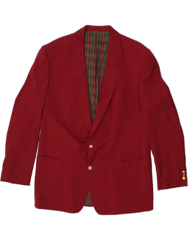 Men's Coats with Quilted LiningVINTAGE Mens 2 Button Blazer Jacket IT 56 3XL Maroon
