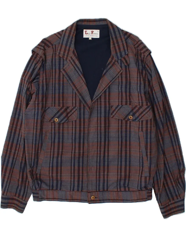 Men's Coats with Stretch FabricVINTAGE Mens Bomber Jacket IT 48 Medium Brown Check Cotton Men's Coats with Stretch FabricVINTAGE Mens Bomber Jacket IT 48 Medium Brown Check Cotton