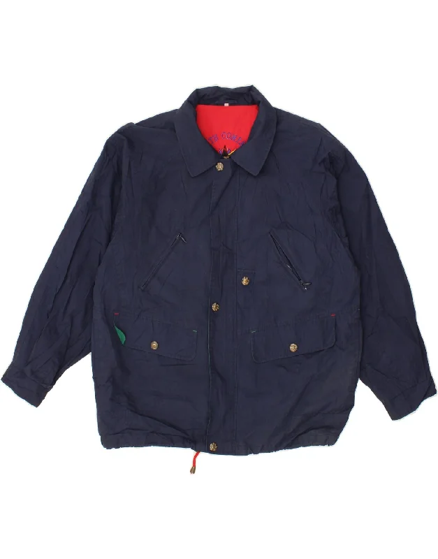 Men's Coats with Embroidered DetailsVINTAGE Mens Bomber Jacket UK 40 Large Navy Blue Polyester Men's Coats with Embroidered DetailsVINTAGE Mens Bomber Jacket UK 40 Large Navy Blue Polyester