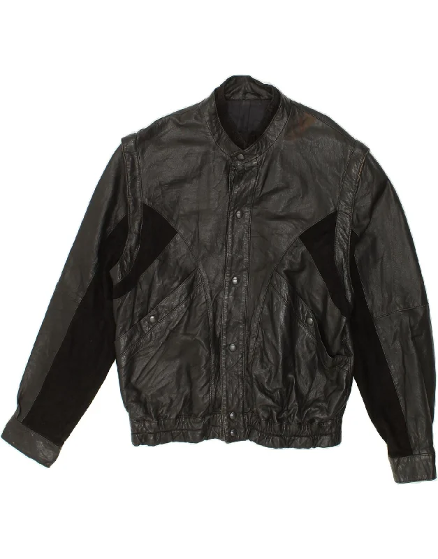 Luxurious Men's Cashmere CoatsVINTAGE Mens Bomber Leather Jacket IT 50 Large Black