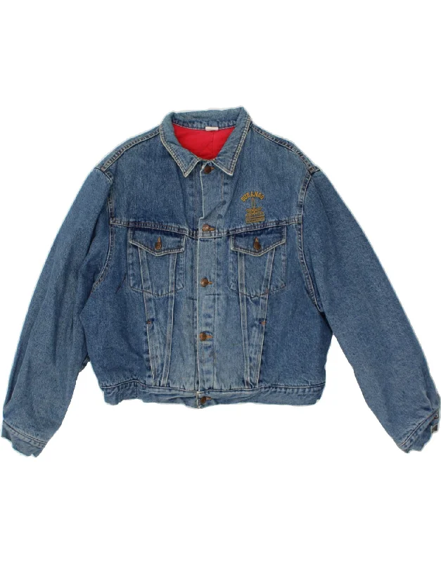 Men's Coats for Winter CampingVINTAGE Mens Denim Jacket UK 42 XL Blue Cotton