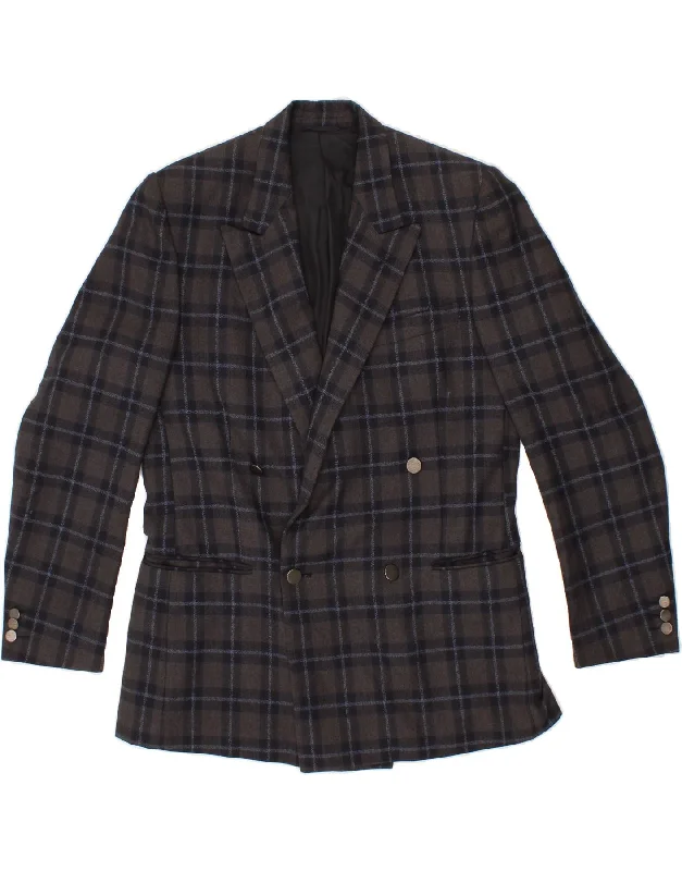 Men's Coats with Inner PocketsVINTAGE Mens Double Breasted Blazer Jacket IT 46 Small Grey Check Viscose Men's Coats with Inner PocketsVINTAGE Mens Double Breasted Blazer Jacket IT 46 Small Grey Check Viscose