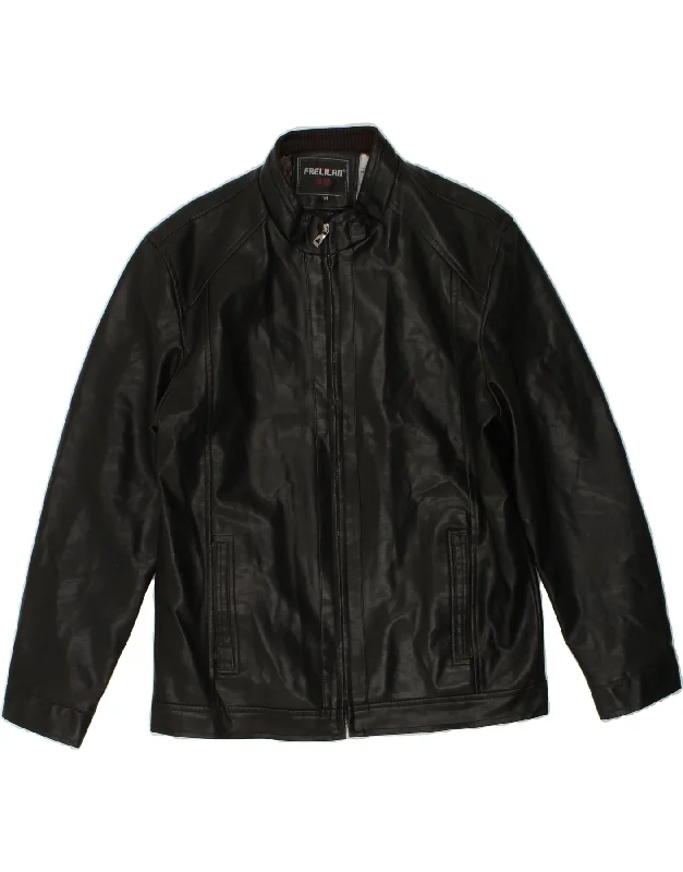 Men's Coats for Every OccasionVINTAGE Mens Faux Leather Bomber Jacket SIze 54 2XL Black Polyamide Men's Coats for Every OccasionVINTAGE Mens Faux Leather Bomber Jacket SIze 54 2XL Black Polyamide