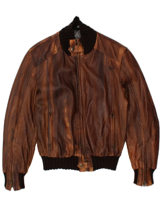 Men's Coats with Synthetic InsulationVINTAGE Mens Leather Jacket IT 48 Medium Brown Leather Men's Coats with Synthetic InsulationVINTAGE Mens Leather Jacket IT 48 Medium Brown Leather