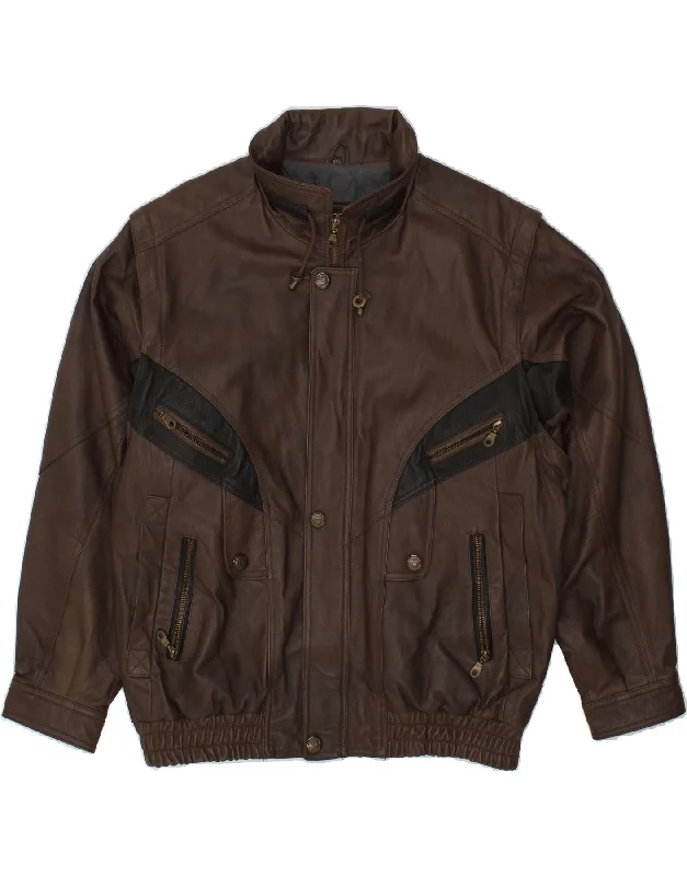 Men's Coats for All SeasonsVINTAGE Mens Leather Jacket IT 52 XL Brown Leather