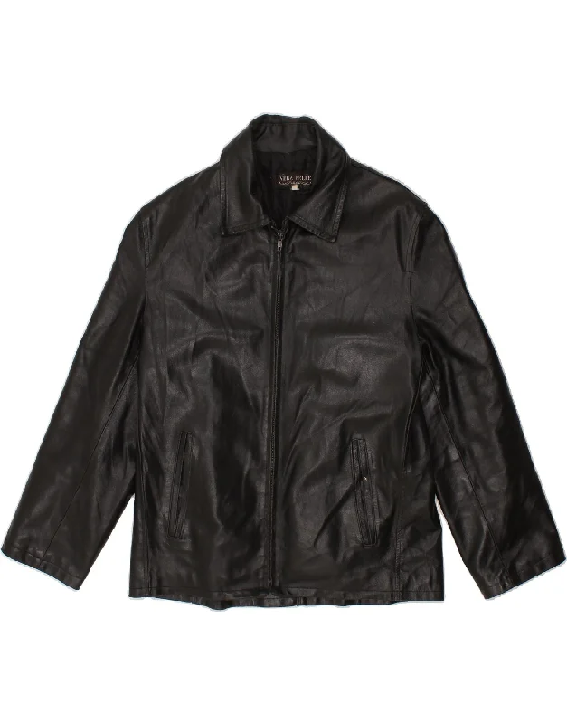 Men's Coats for Everyday WearVINTAGE Mens Leather Jacket UK 38 Medium Black Leather