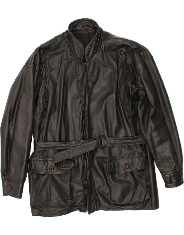 Men's Coats for Tall MenVINTAGE Mens Leather Jacket UK 40 Large Black Leather
