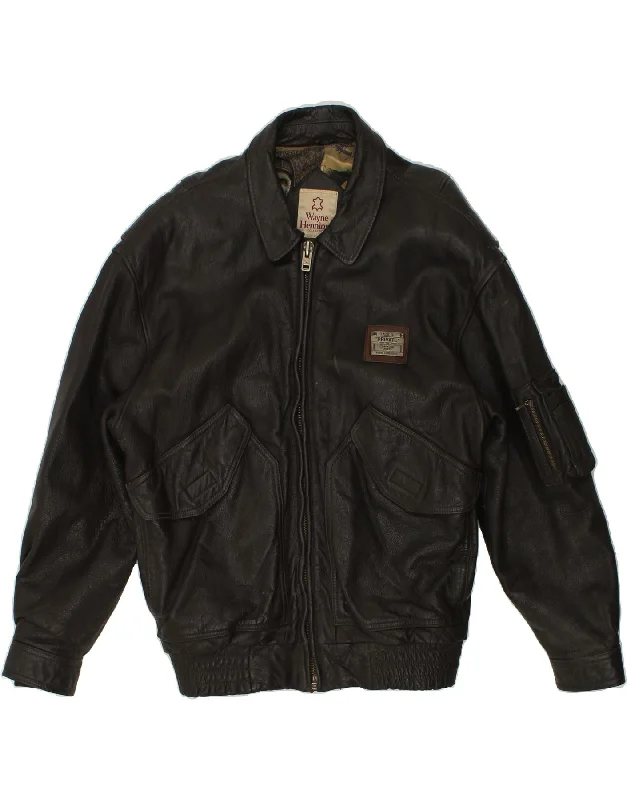 Classic Men's Trench CoatsVINTAGE Mens Leather Jacket UK 40 Large Black Leather