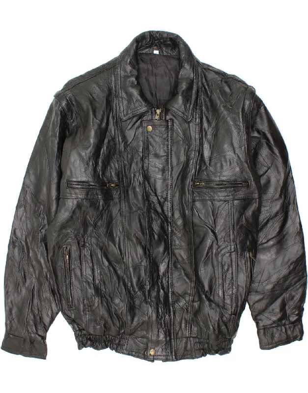 Men's Coats with LiningVINTAGE Mens Leather Jacket UK 40 Large Black Leather