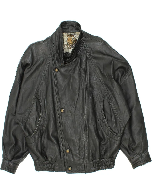 Men's Coats for Snowy WeatherVINTAGE Mens Leather Jacket UK 40 Large Black Leather