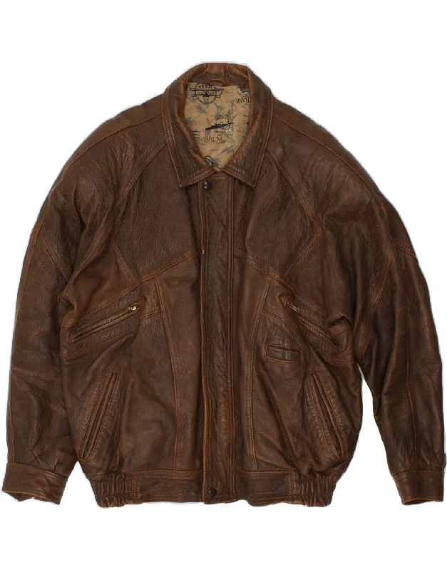 Men's Coats for TravelVINTAGE Mens Leather Jacket UK 42 XL Brown Leather