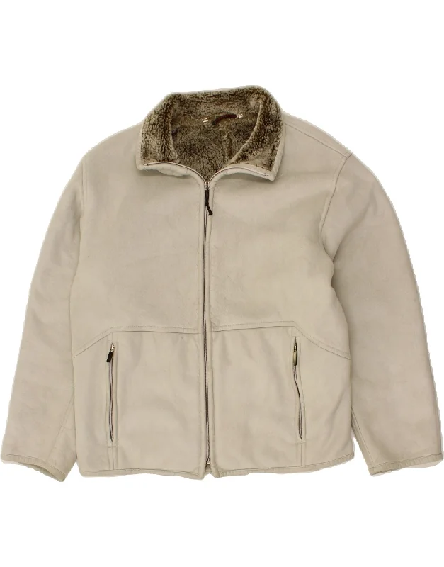Men's Coats for Dressy OccasionsVINTAGE Mens Sherpa Jacket UK 40 Large Grey Acrylic