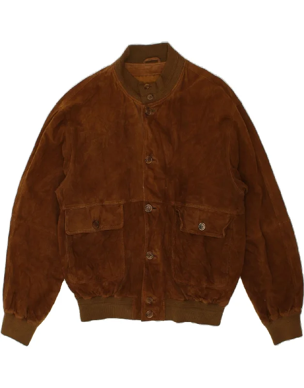 Practical Men's RaincoatsVINTAGE Mens Suede Bomber Jacket IT 52 XL Brown Leather