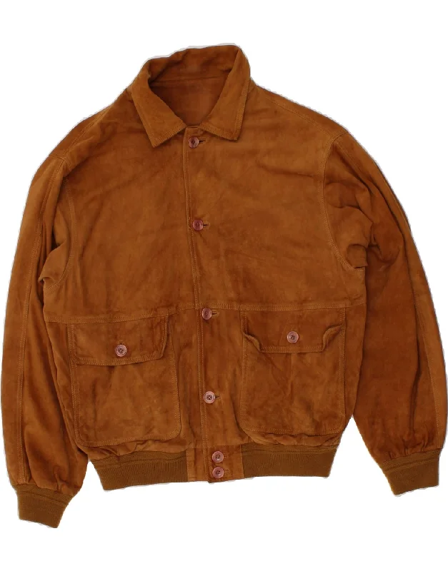 Men's Coats with Chest PocketsVINTAGE Mens Suede Bomber Jacket UK 40 Large Brown Leather Men's Coats with Chest PocketsVINTAGE Mens Suede Bomber Jacket UK 40 Large Brown Leather