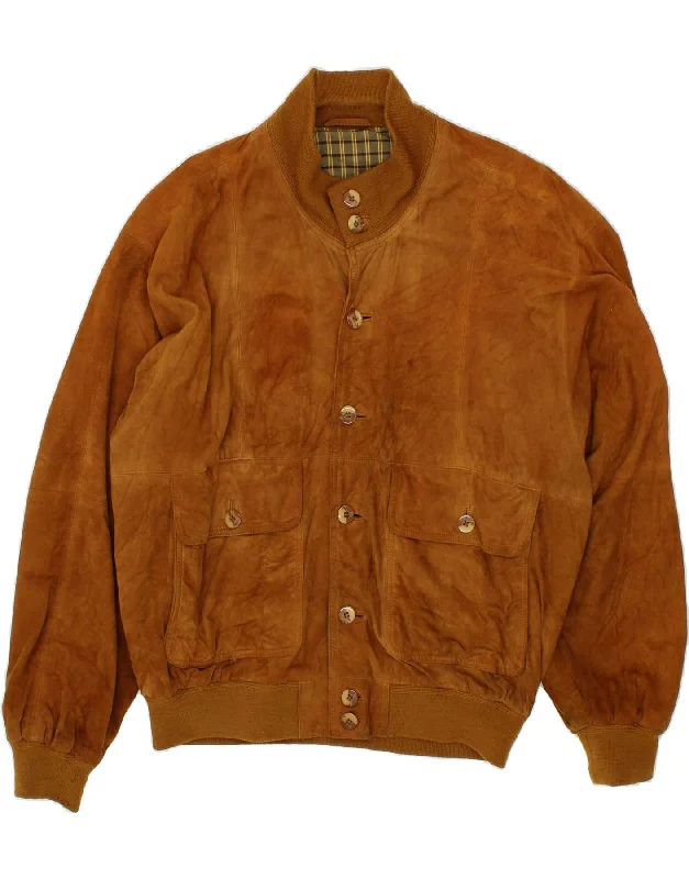 Winter-Ready Men's CoatsVINTAGE Mens Suede Bomber Jacket UK 42 XL Brown