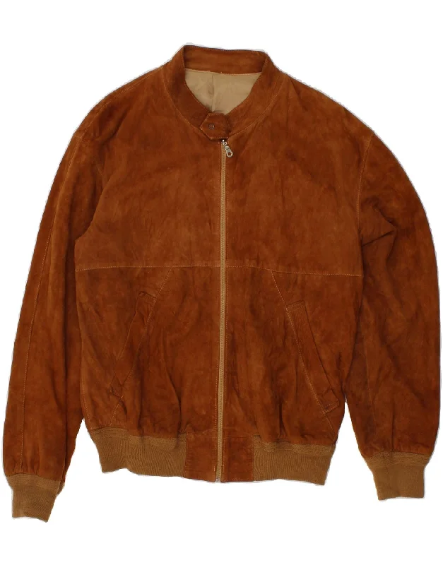 Men's Coats for Short MenVINTAGE Mens Suede Jacket IT 52 XL Brown Leather
