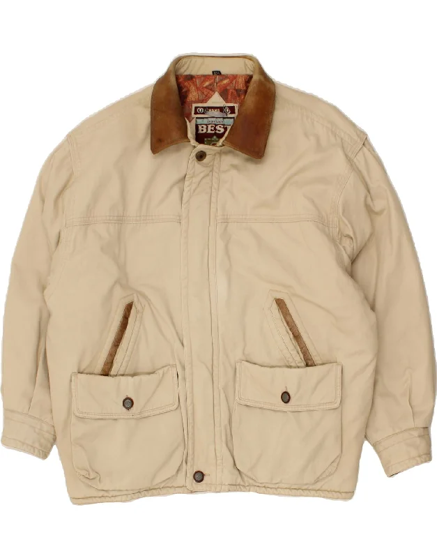 Men's Coats for City WearVINTAGE Mens Windbreaker Jacket UK 40 Large Beige Cotton
